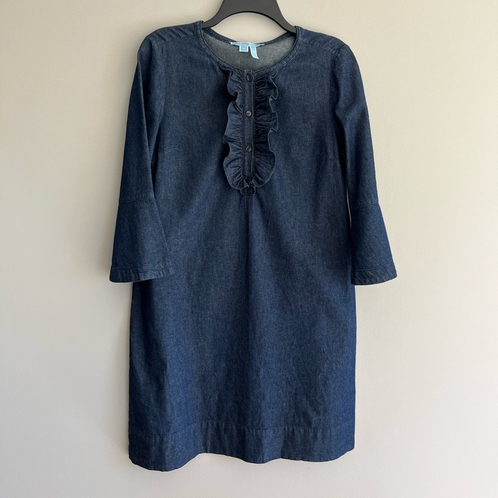 Draper James Denim Dress with Ruffle Detail size 8